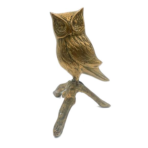 Vintage Brass Owl On a Branch Great Detail 8.5 Inches‎ Tall - Picture 1 of 5